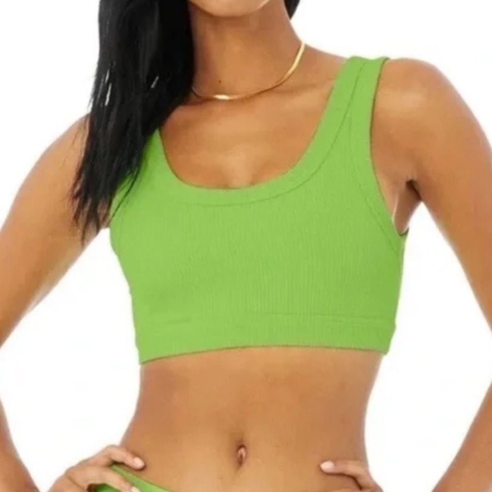 Alo Yoga Ribbed Wellness Bra Size Small Lime Green Lot Of 2 Bras